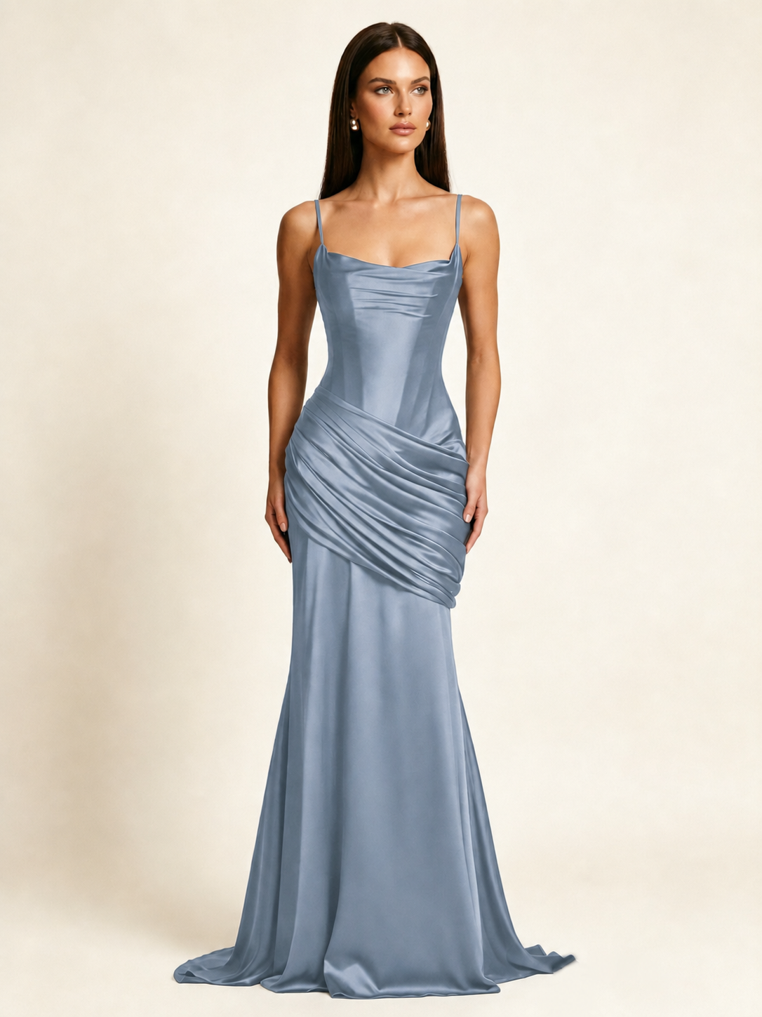 Corset Lace-up Back Draped Mermaid Formal Dress