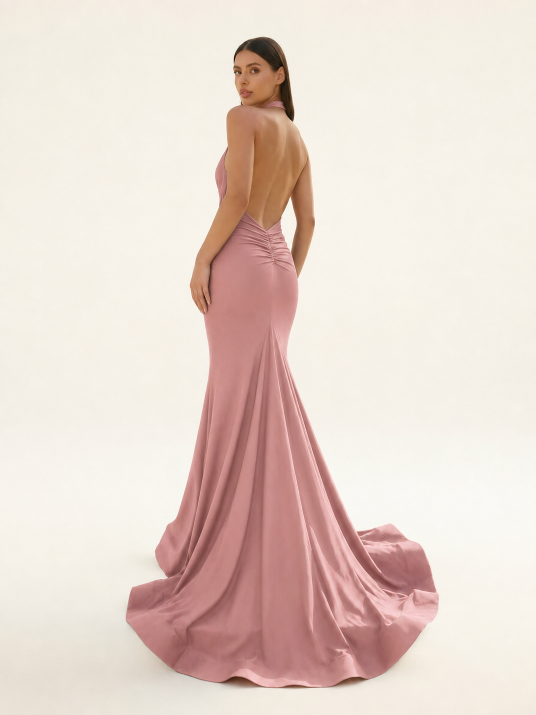 Halter Backless Mermaid Evening Gown