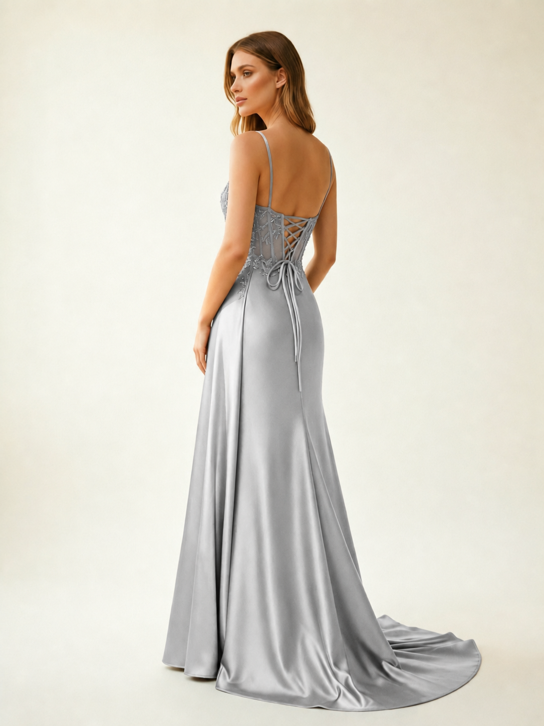 Fine shoulder-boned sequined halter dress
