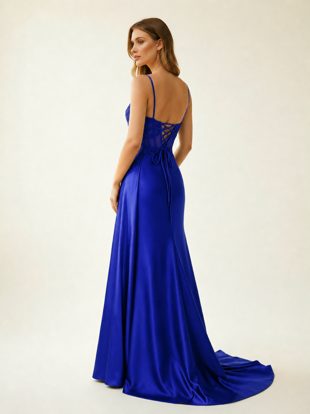 Fine shoulder-boned sequined halter dress