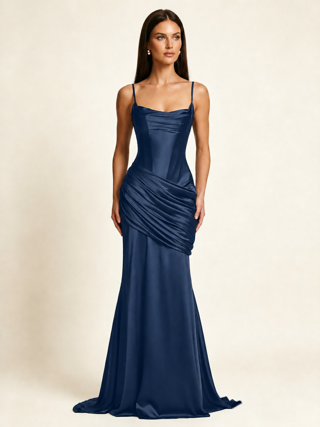 Corset Lace-up Back Draped Mermaid Formal Dress