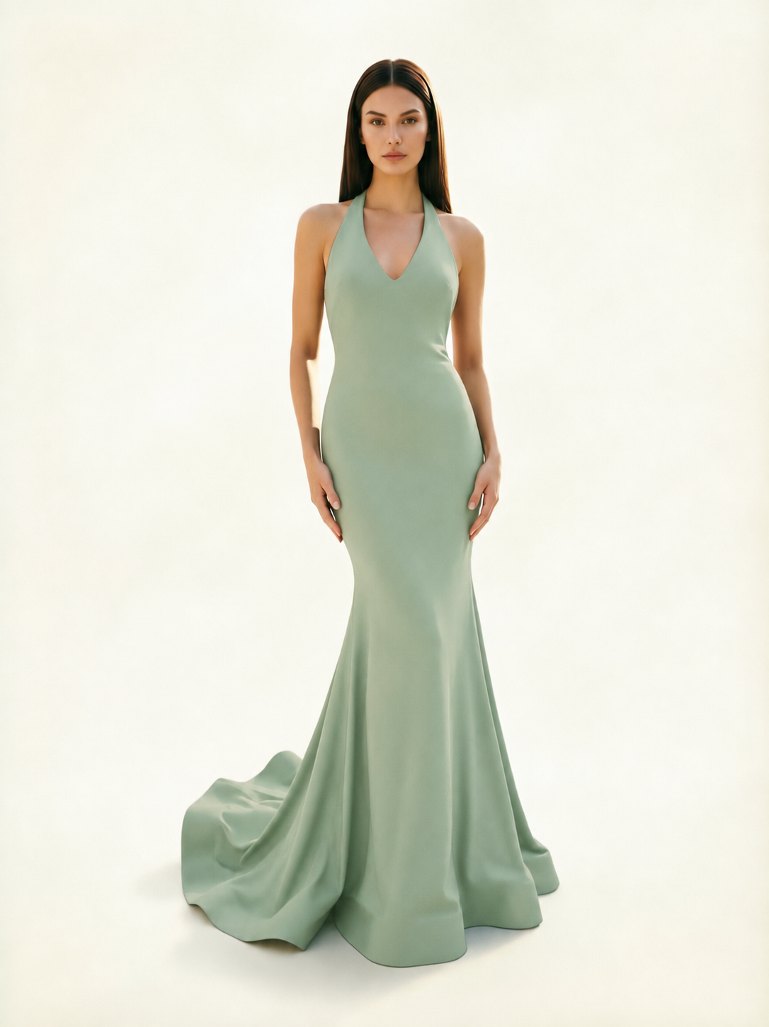 Halter Backless Mermaid Evening Gown
