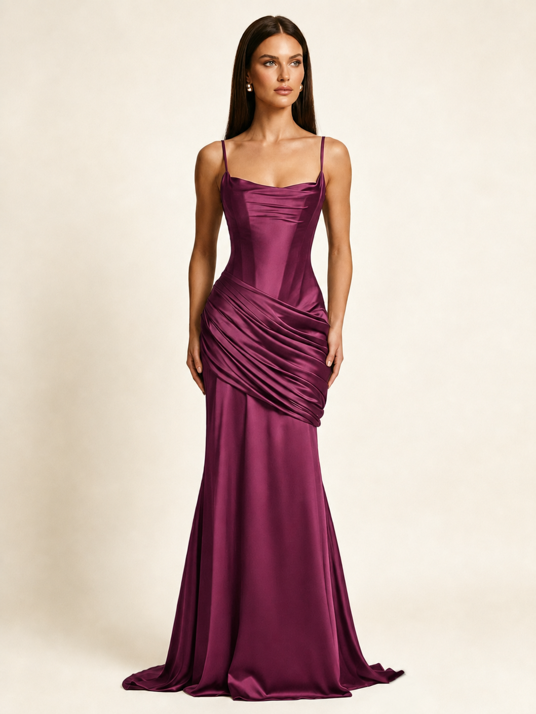 Corset Lace-up Back Draped Mermaid Formal Dress