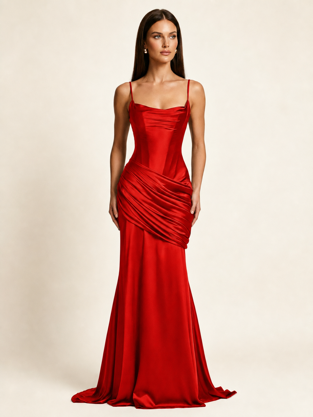 Corset Lace-up Back Draped Mermaid Formal Dress