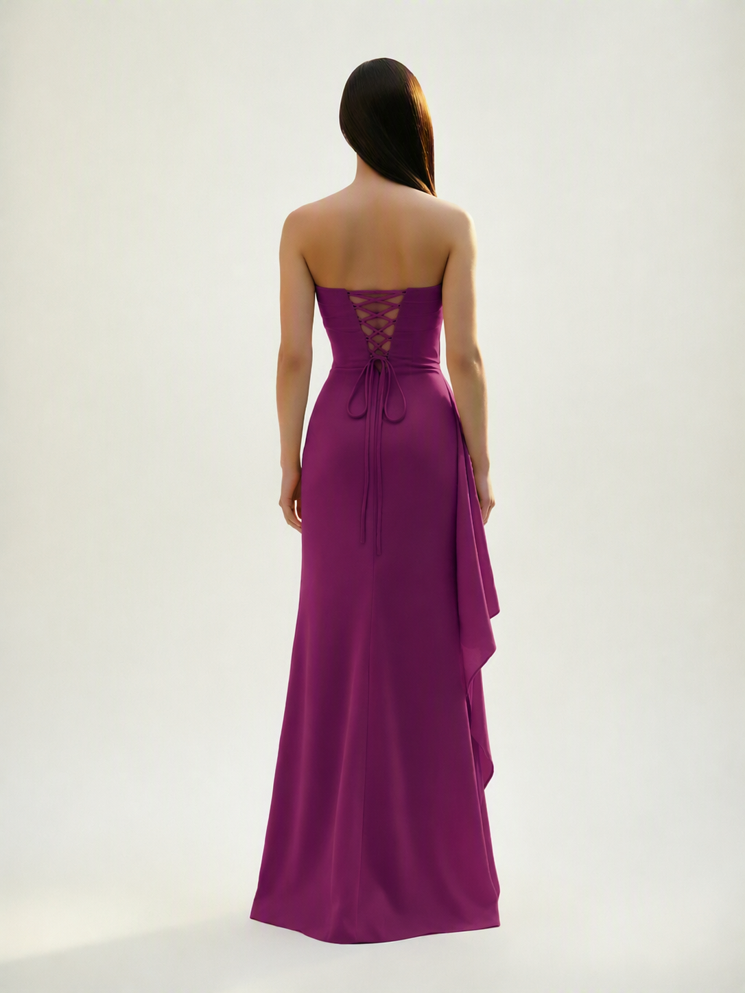 Strapless Mermaid Formal Gown with Side Slit & Draped Detail