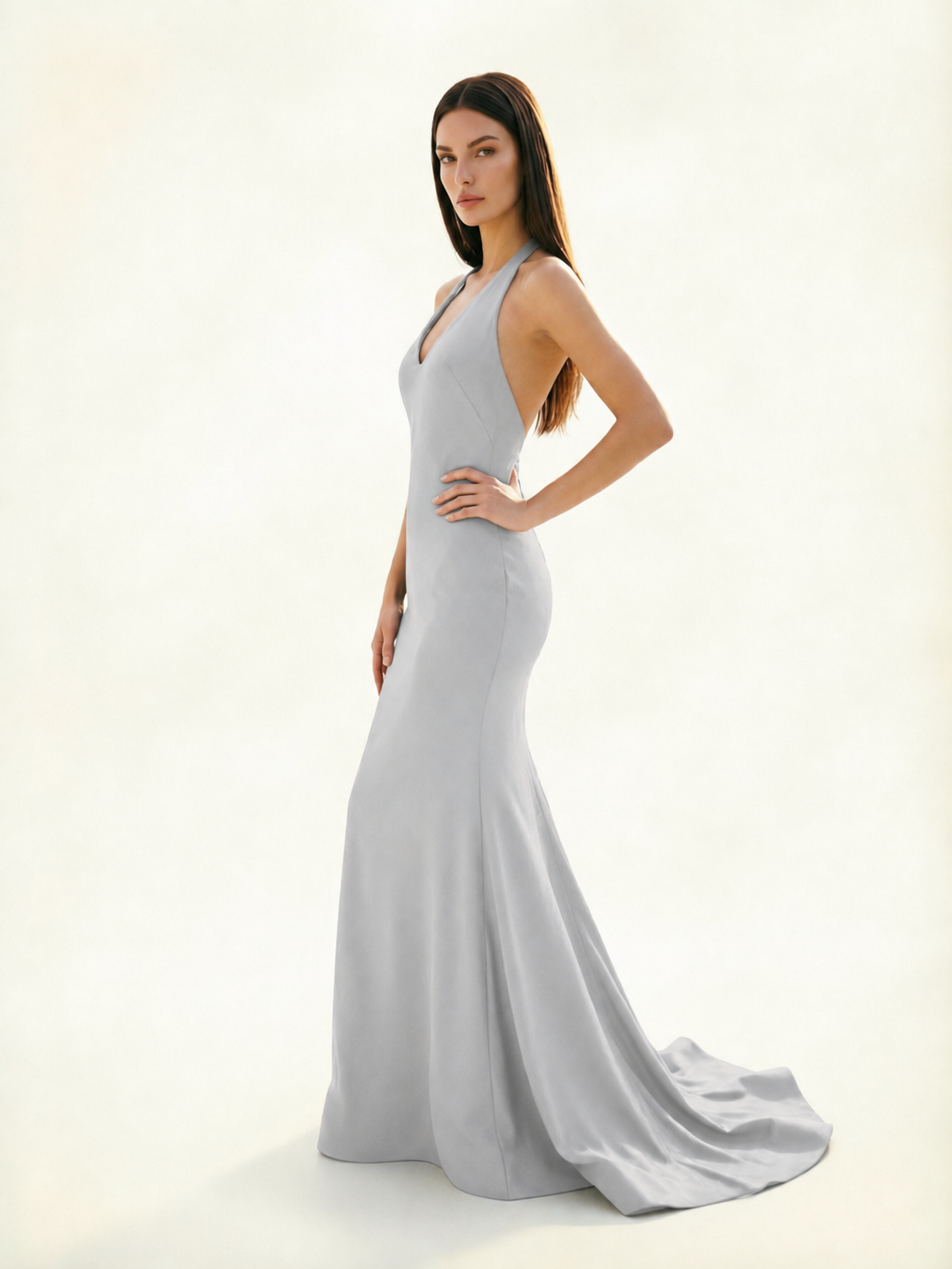 Halter Backless Mermaid Evening Gown