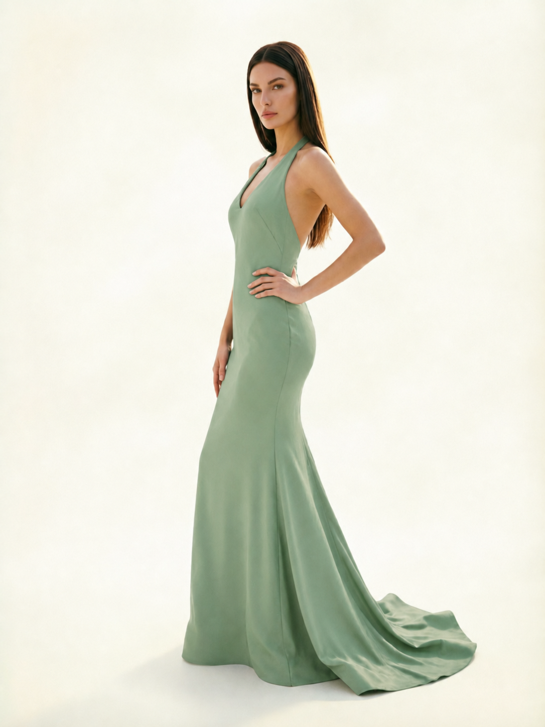 Halter Backless Mermaid Evening Gown