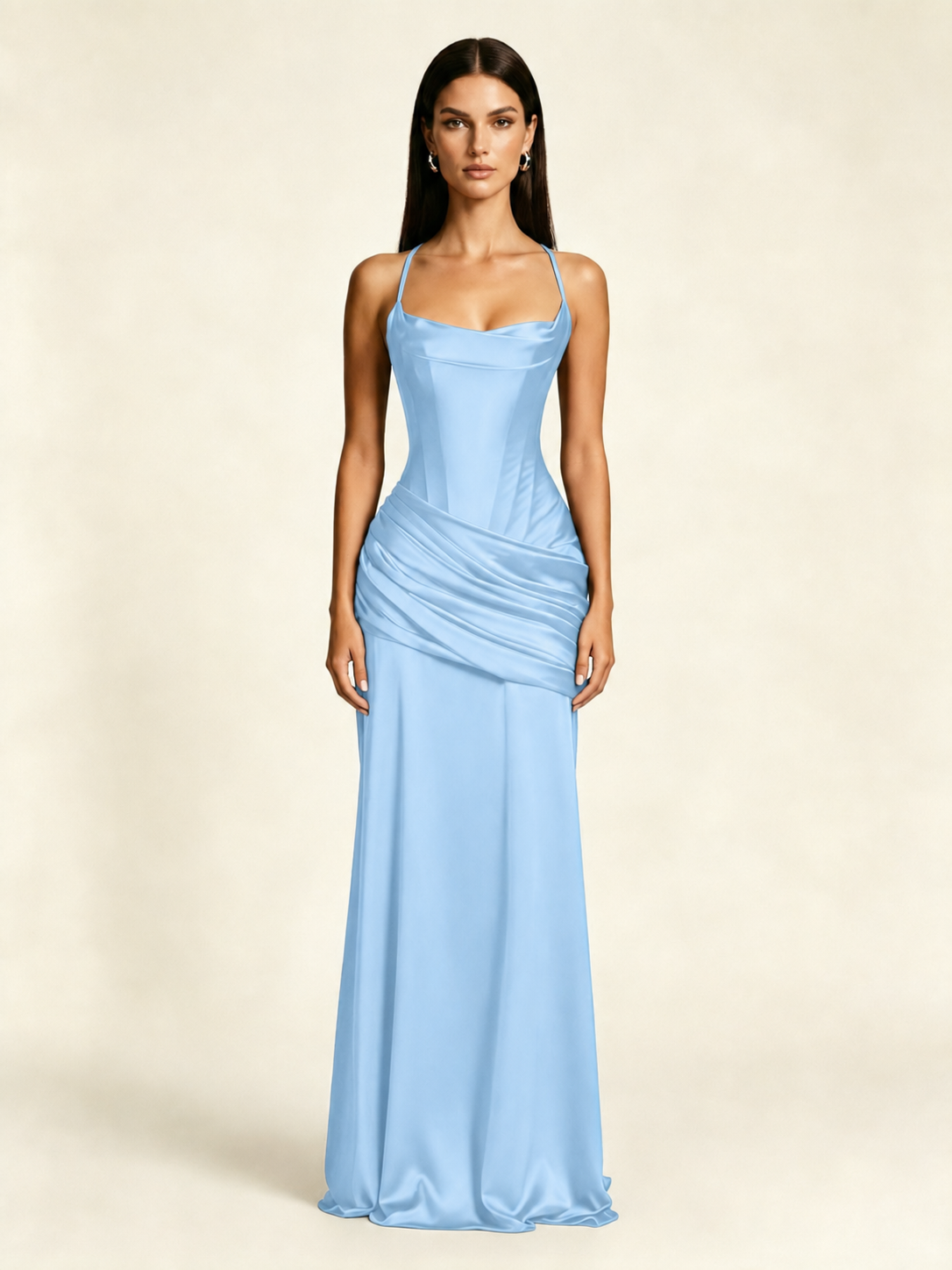 Corset Lace-up Back Draped Mermaid Formal Dress