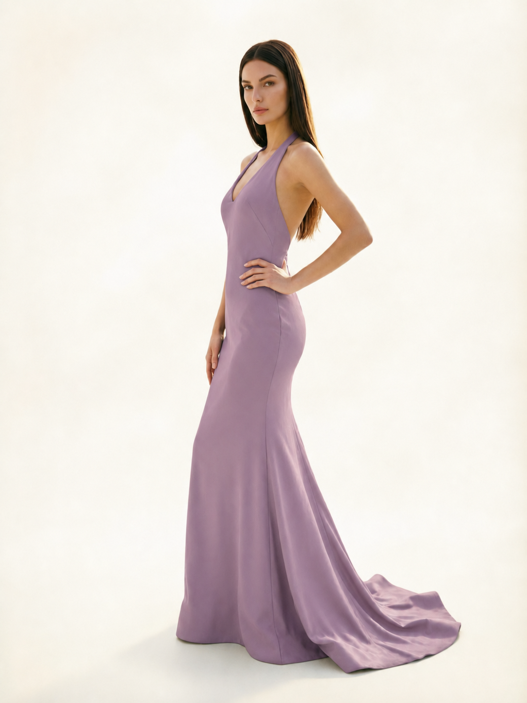 Halter Backless Mermaid Evening Gown