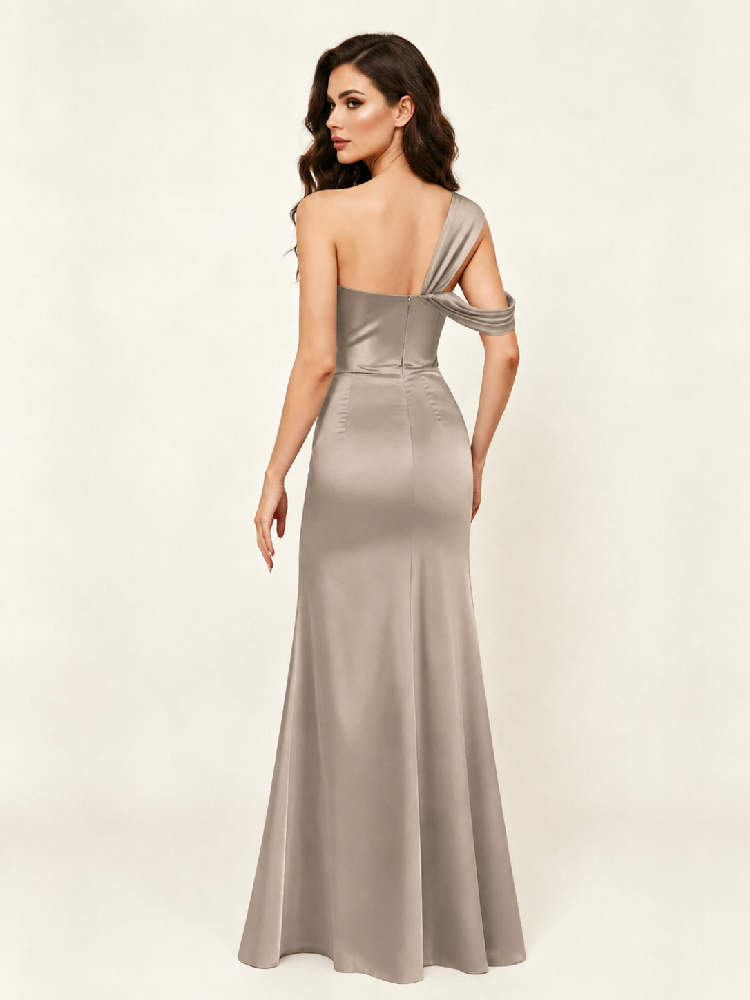 Satin One Shoulder Mermaid Bridesmaid Dress