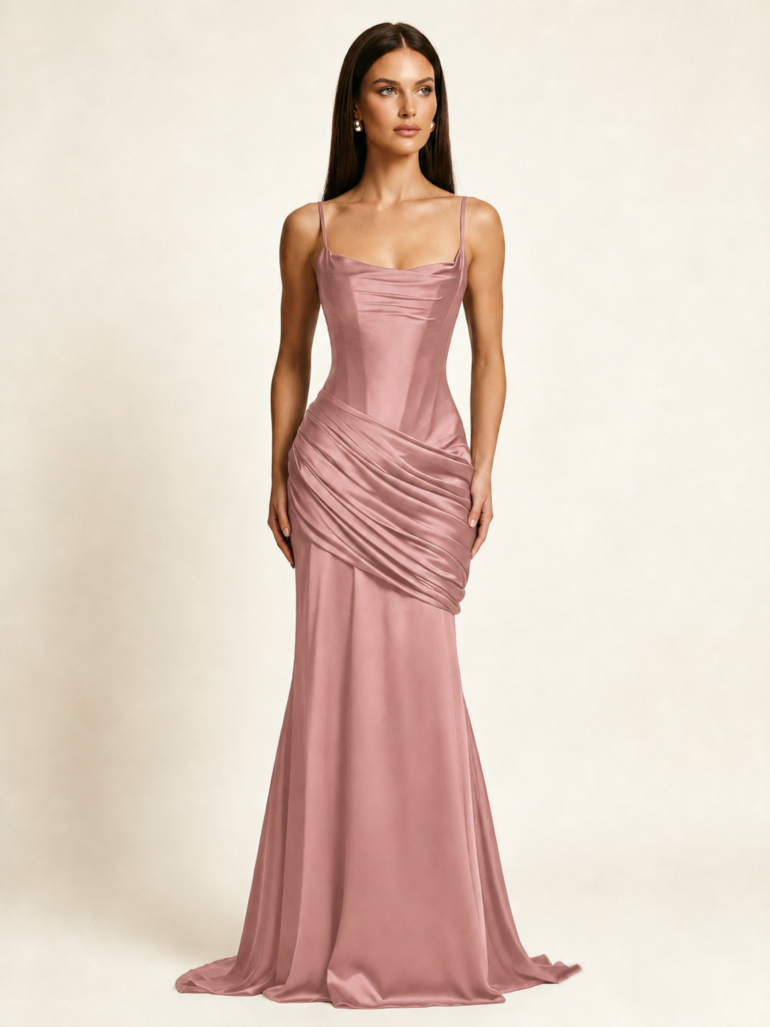 Corset Lace-up Back Draped Mermaid Formal Dress