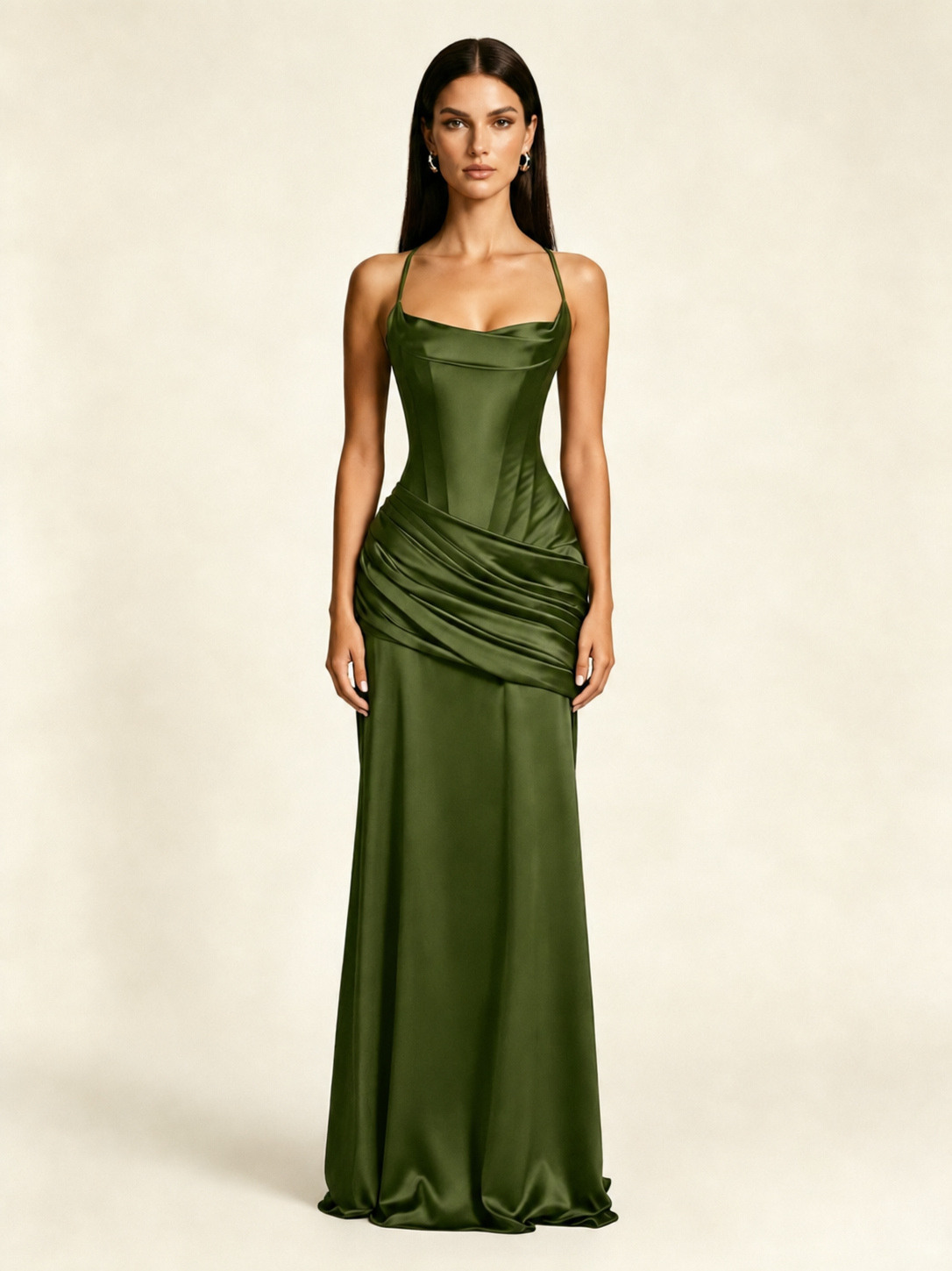 Corset Lace-up Back Draped Mermaid Formal Dress
