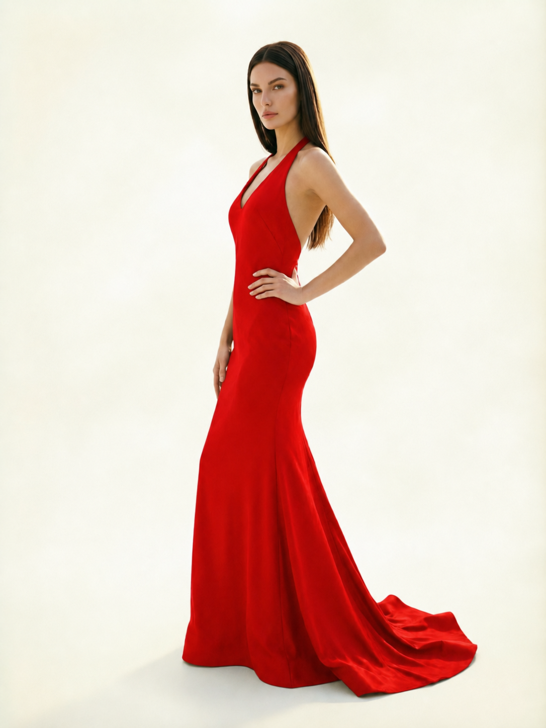 Halter Backless Mermaid Evening Gown