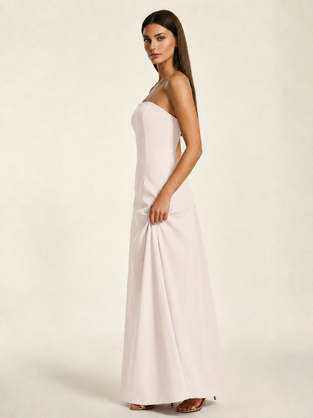 Strapless Lace-Up Back Floor-Length Formal Dress