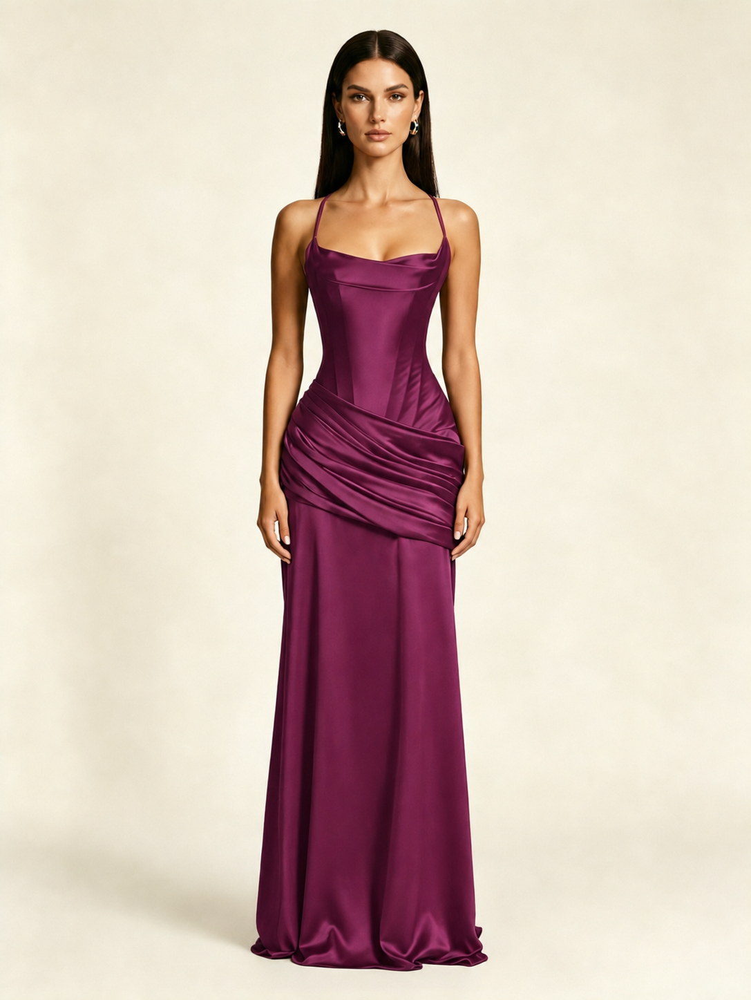 Corset Lace-up Back Draped Mermaid Formal Dress