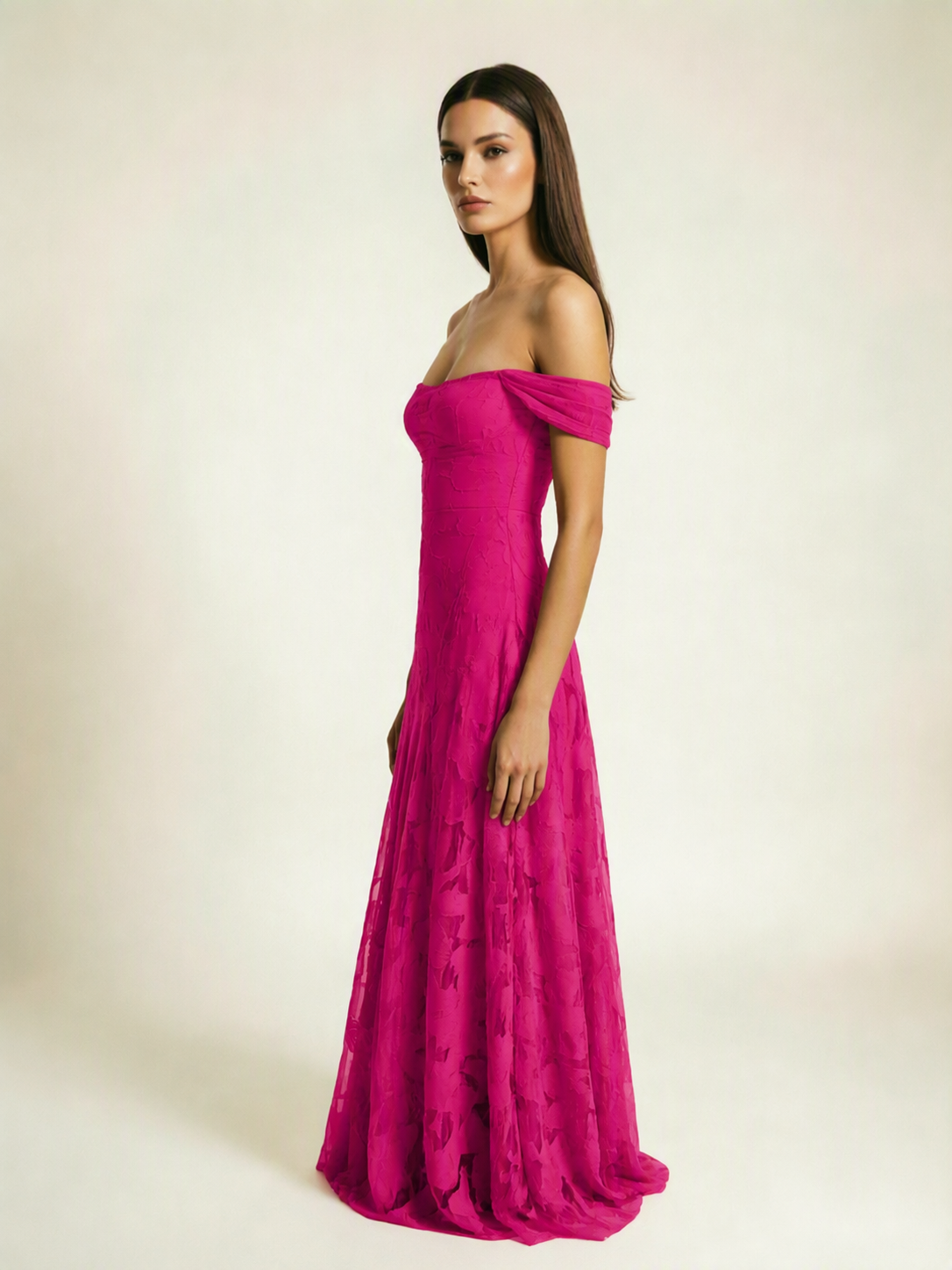 Off-the-Shoulder Floral Lace A-Line