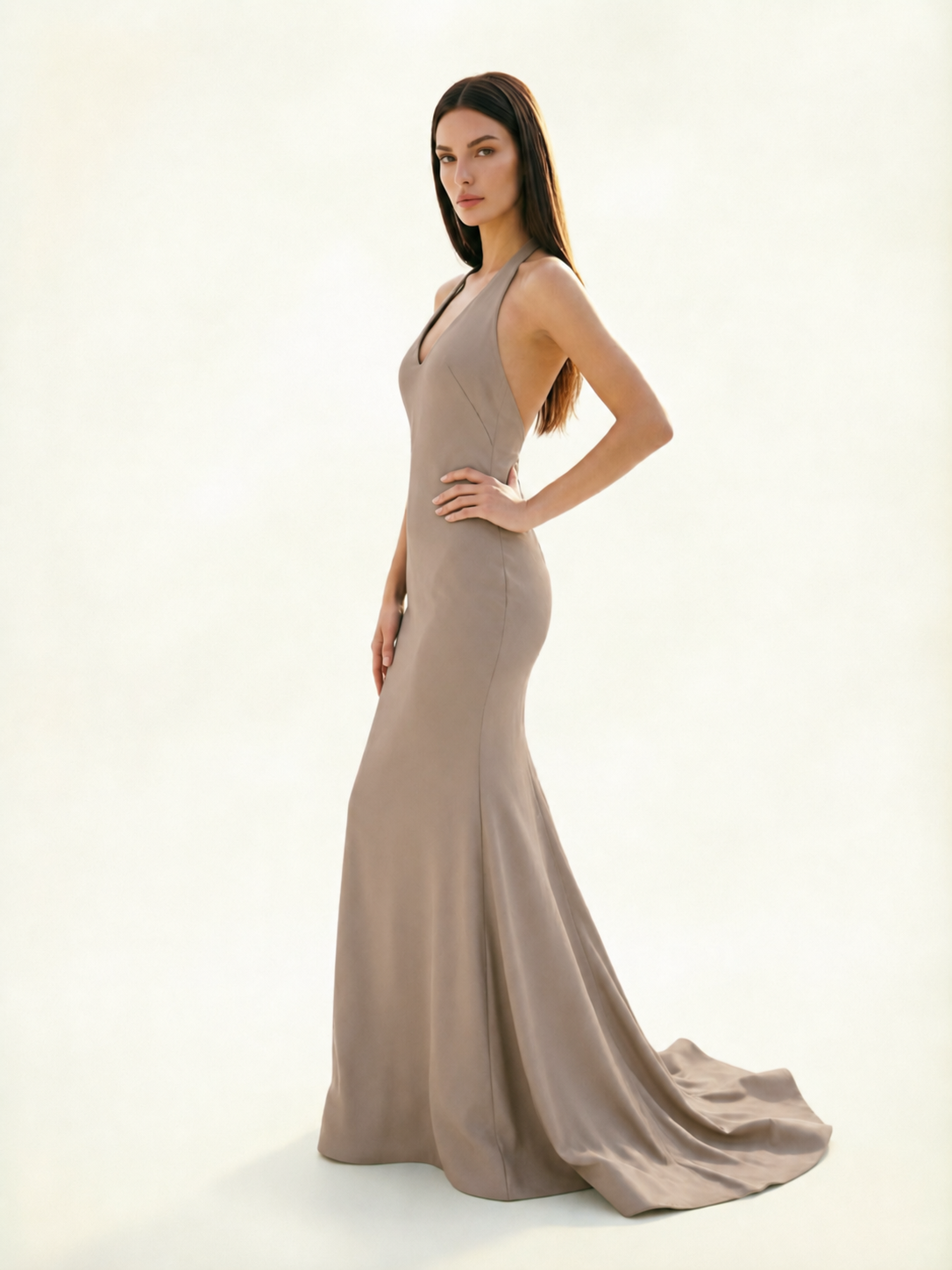 Halter Backless Mermaid Evening Gown