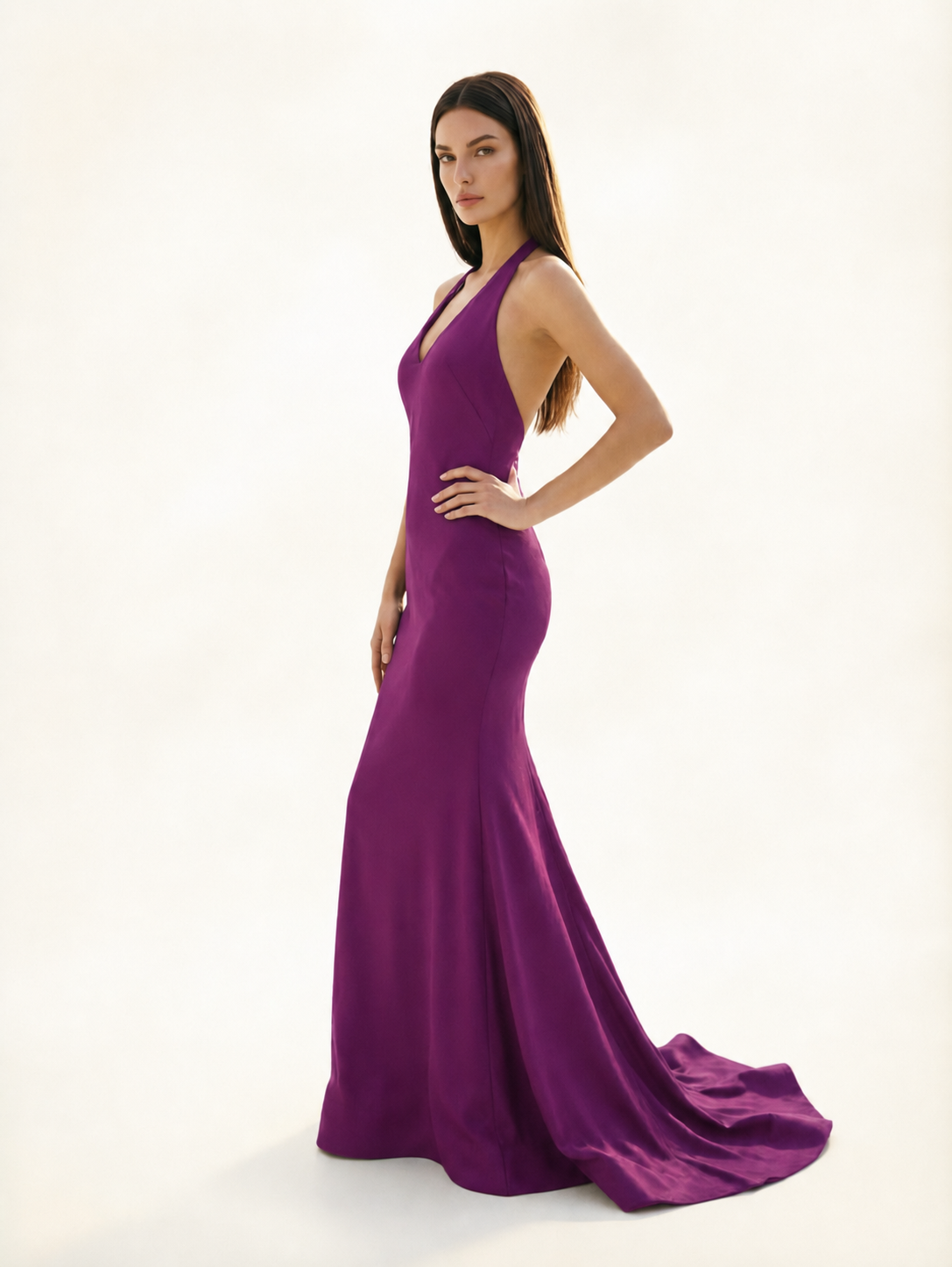 Halter Backless Mermaid Evening Gown