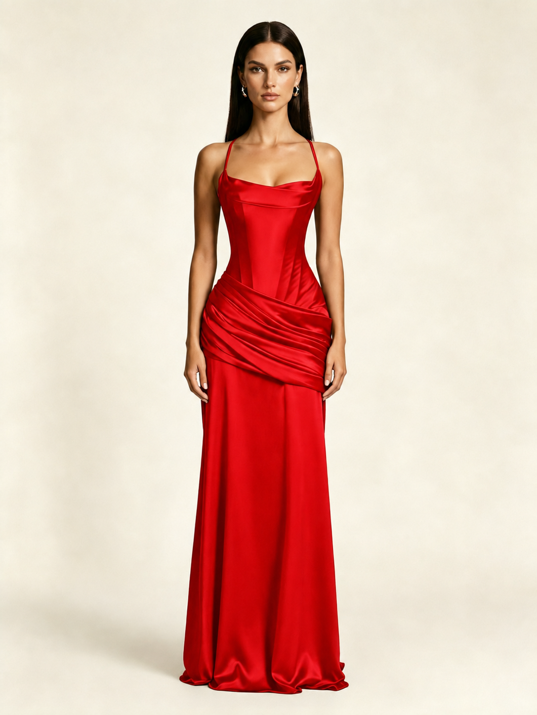 Corset Lace-up Back Draped Mermaid Formal Dress