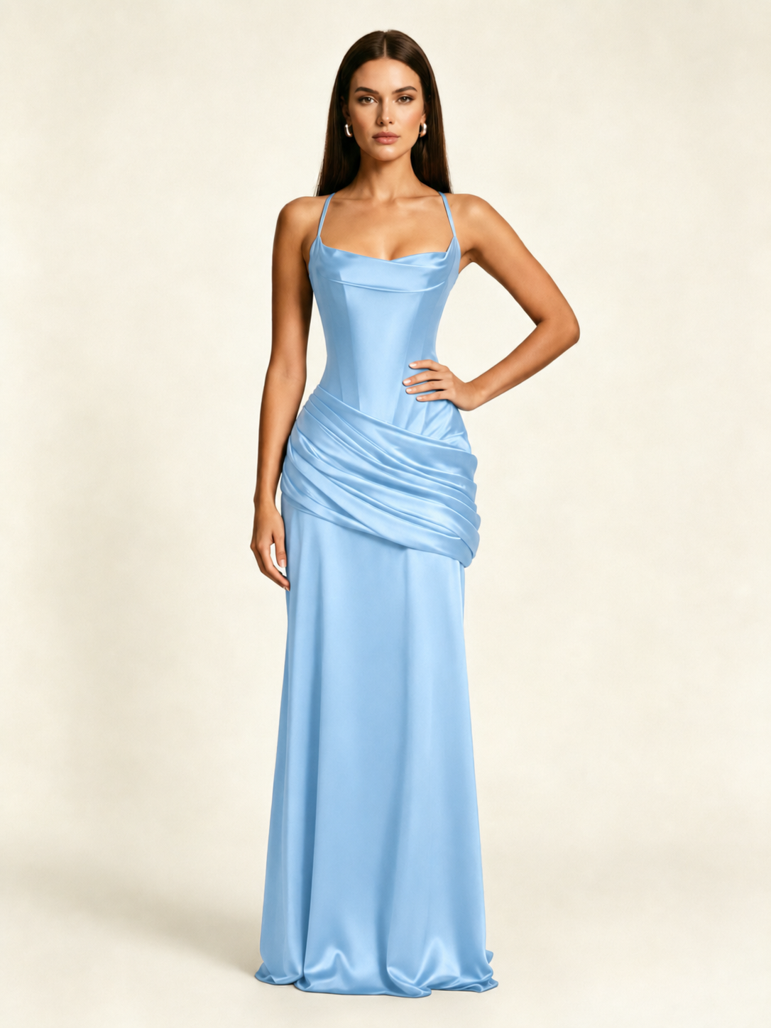 Corset Lace-up Back Draped Mermaid Formal Dress