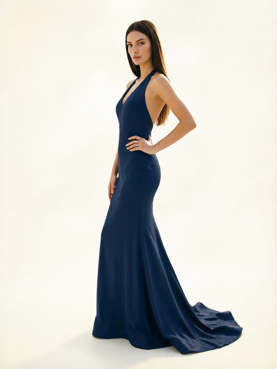 Halter Backless Mermaid Evening Gown