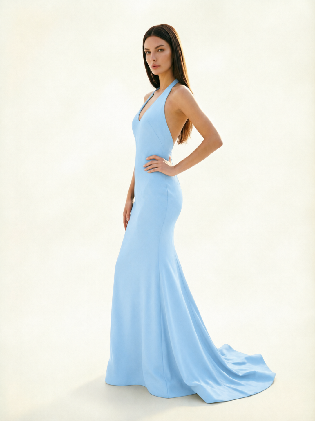 Halter Backless Mermaid Evening Gown