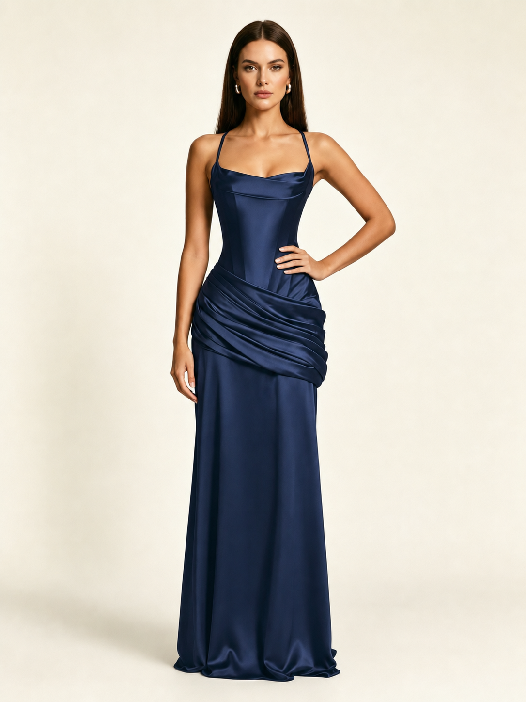 Corset Lace-up Back Draped Mermaid Formal Dress