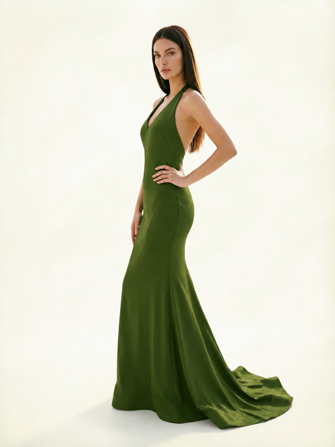 Halter Backless Mermaid Evening Gown