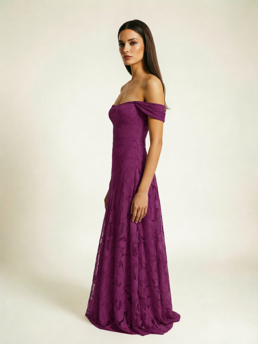 Off-the-Shoulder Floral Lace A-Line