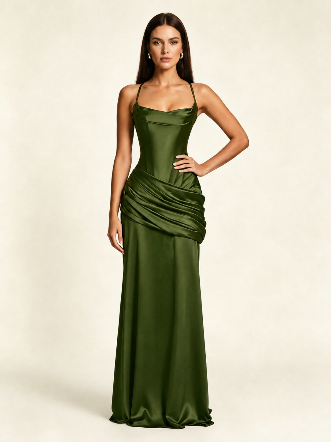 Corset Lace-up Back Draped Mermaid Formal Dress