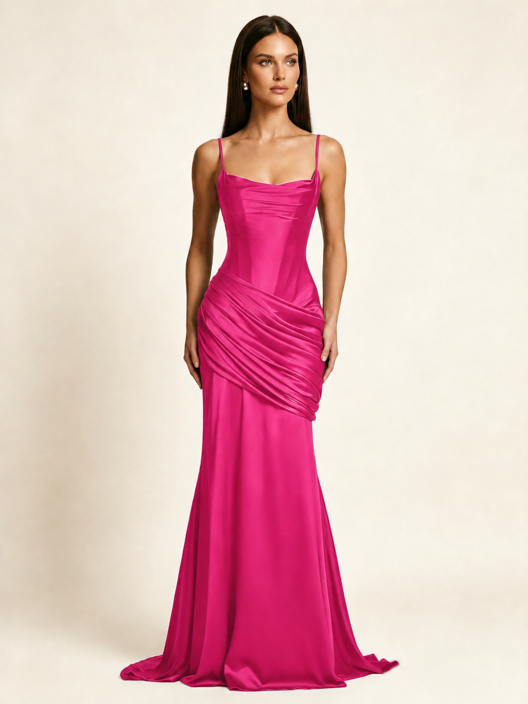 Corset Lace-up Back Draped Mermaid Formal Dress