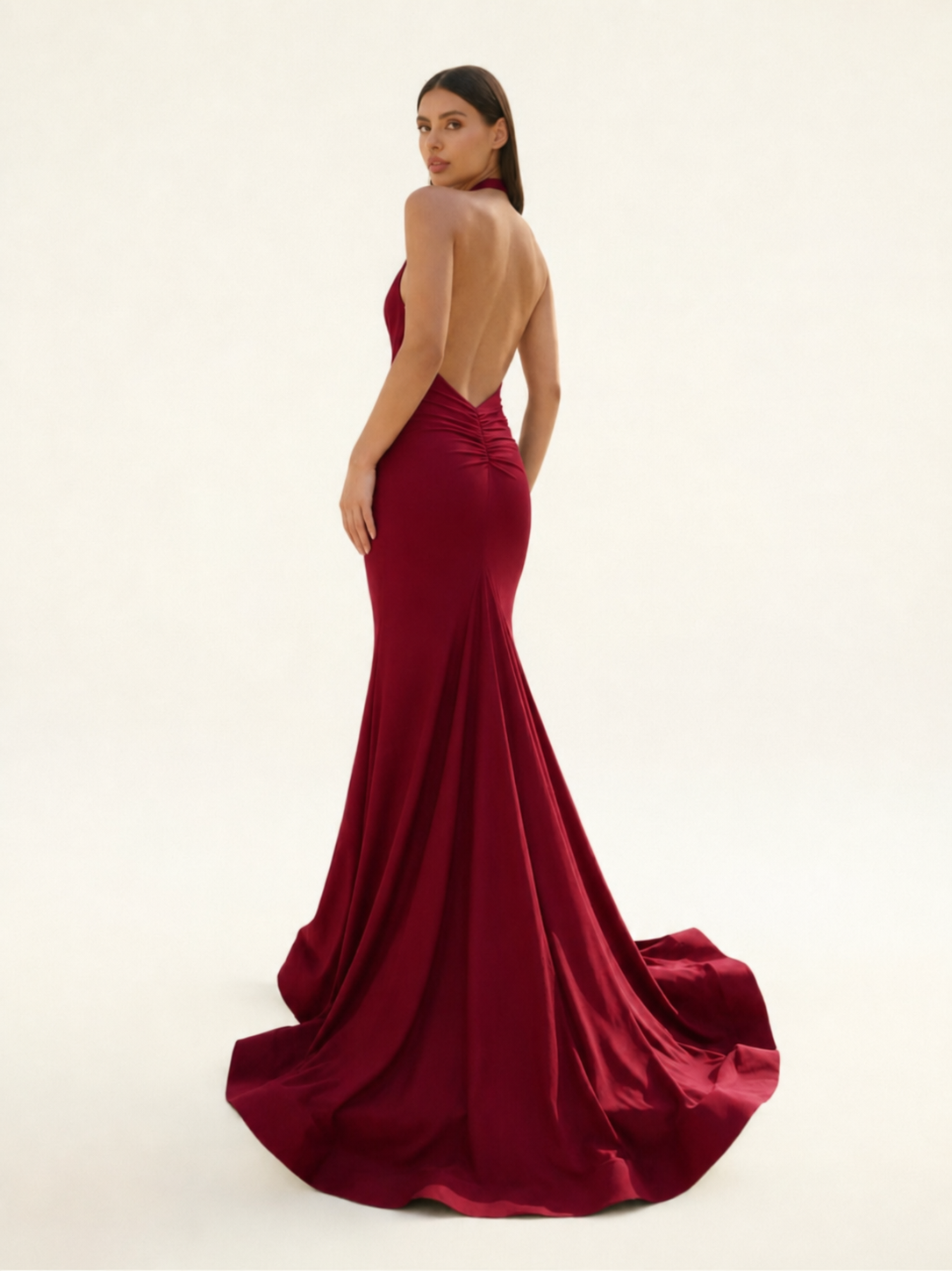 Halter Backless Mermaid Evening Gown