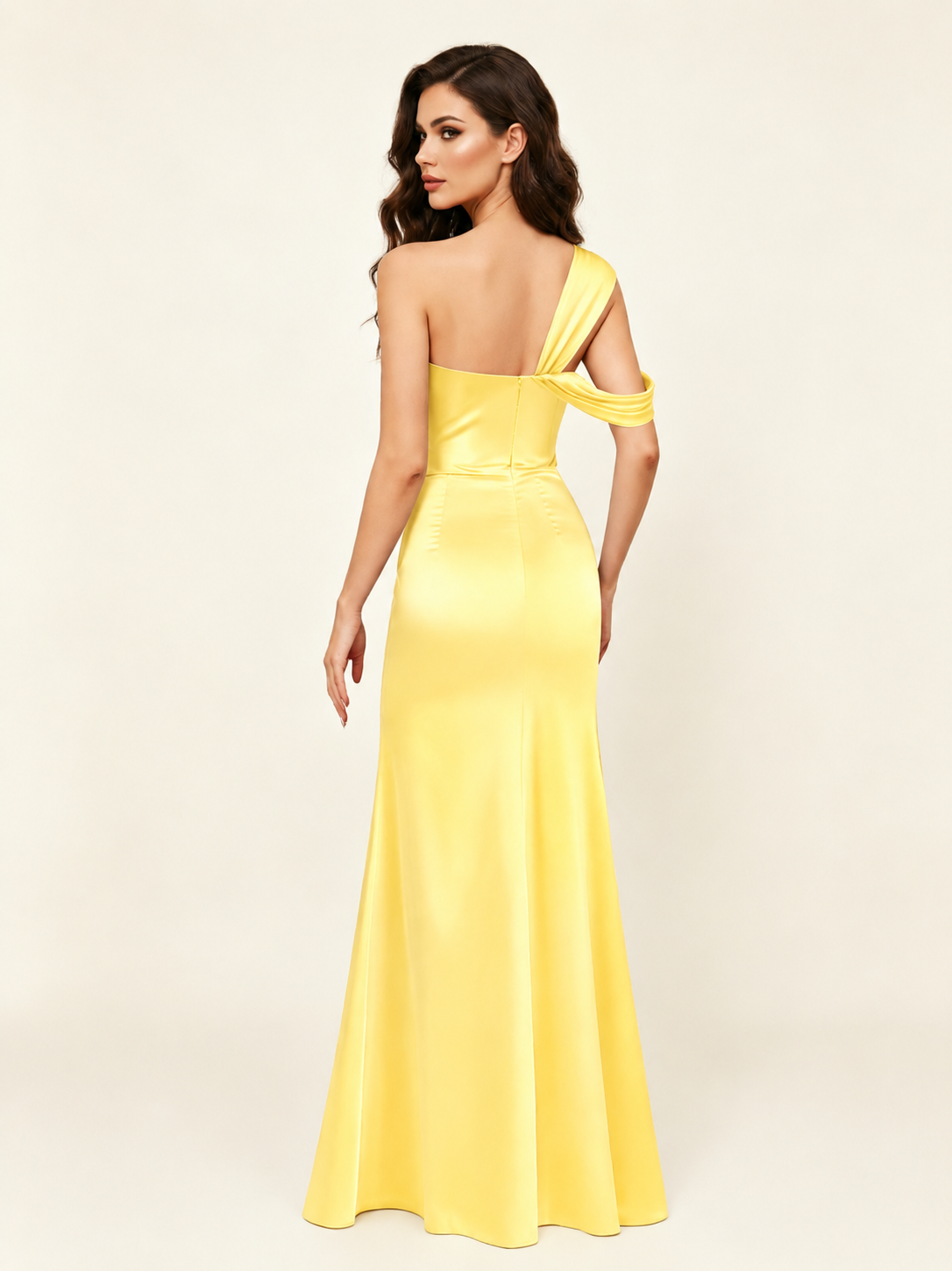 Satin One Shoulder Mermaid Bridesmaid Dress