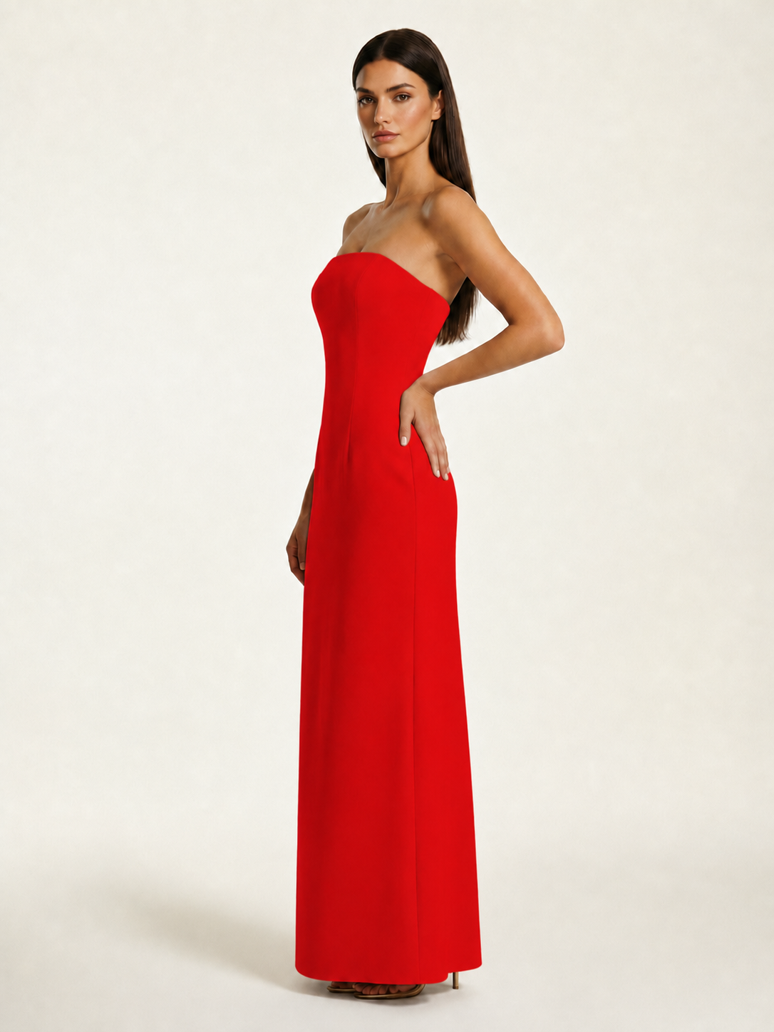 Strapless Lace-Up Back Floor-Length Formal Dress