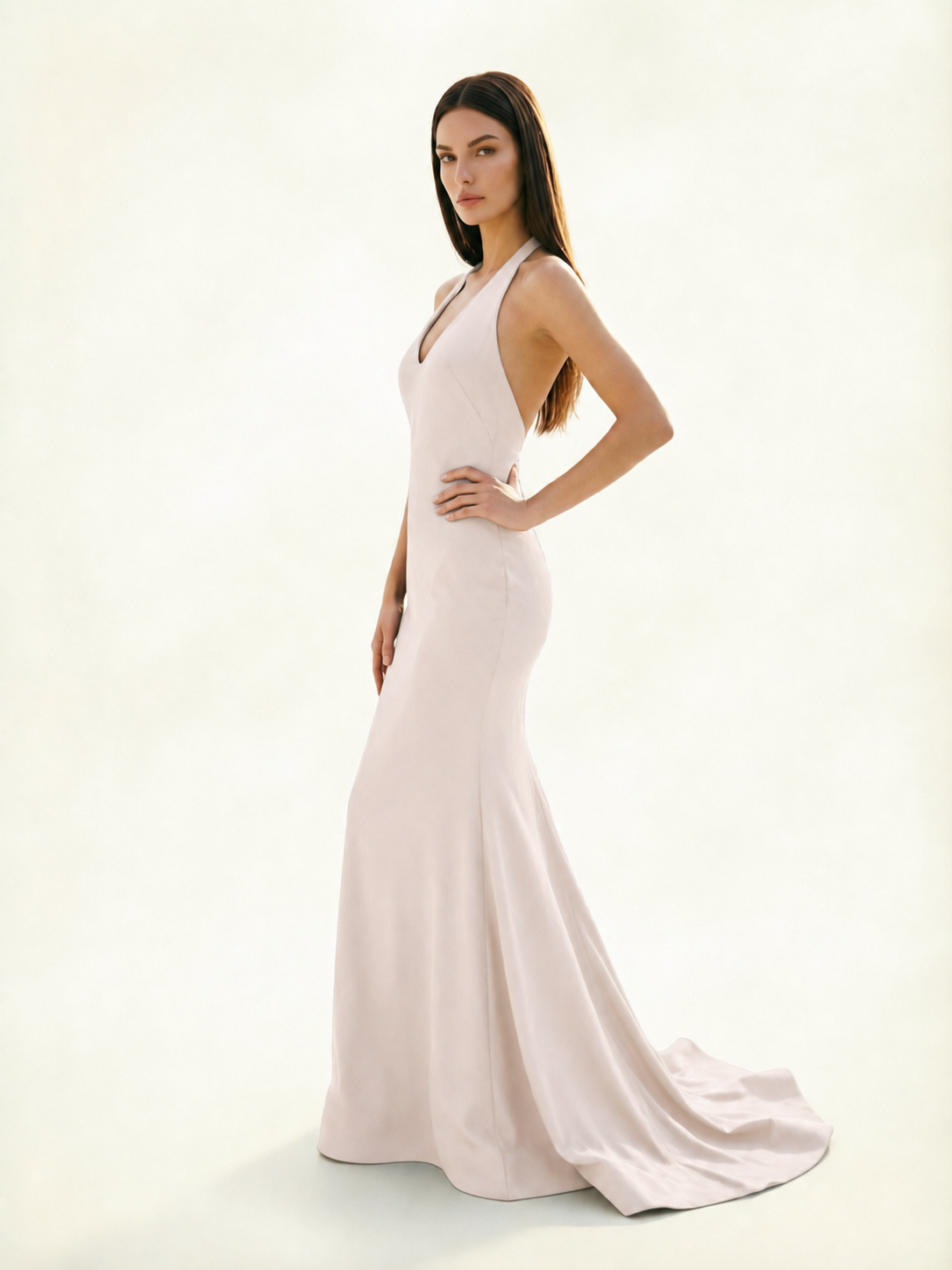 Halter Backless Mermaid Evening Gown