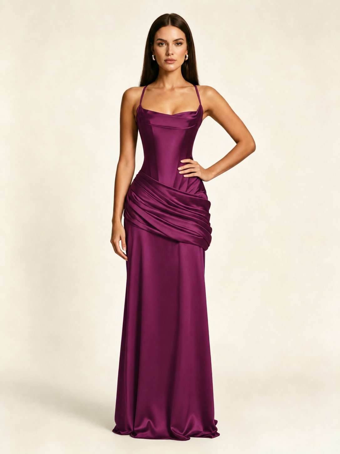 Corset Lace-up Back Draped Mermaid Formal Dress