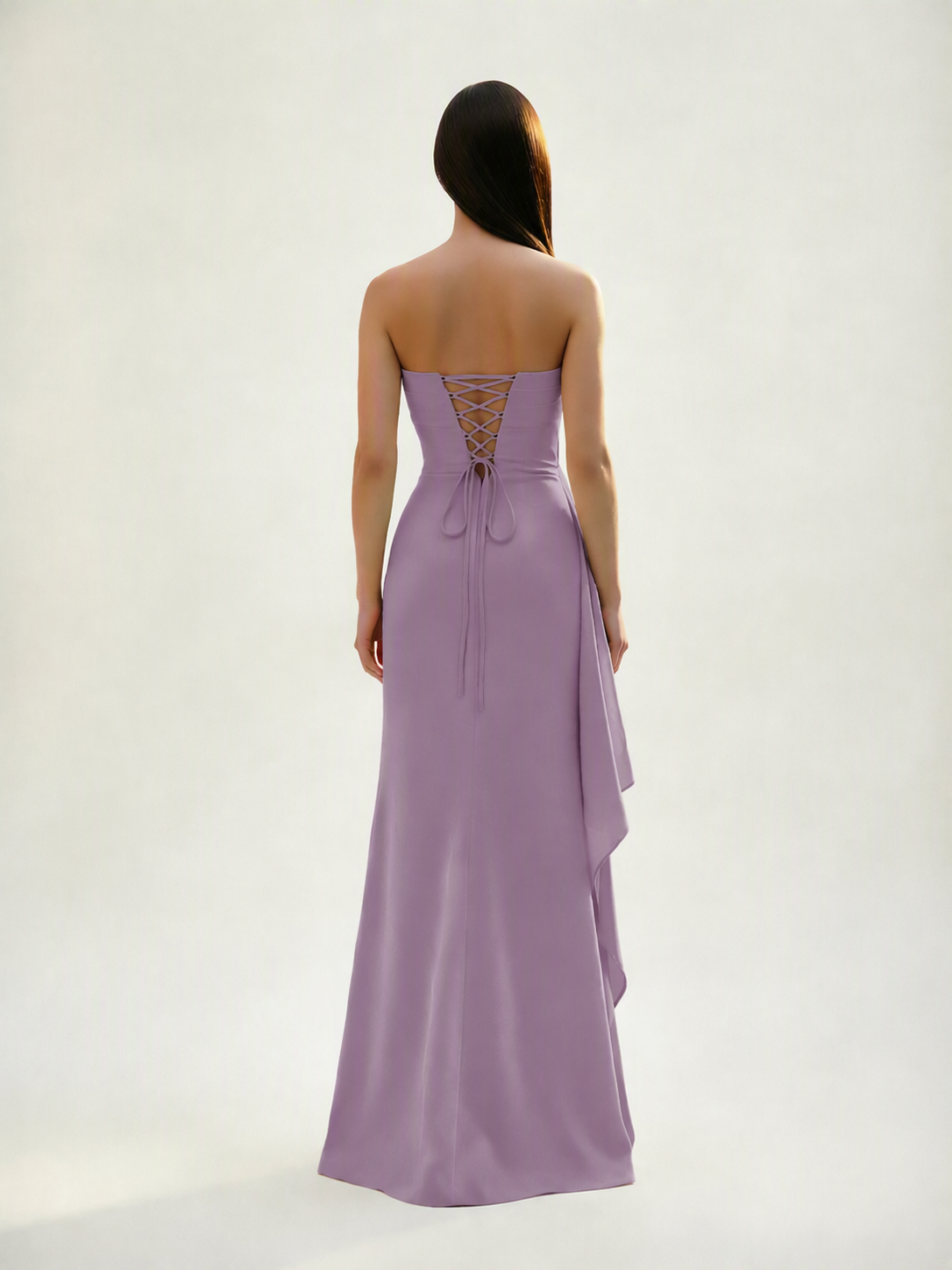 Strapless Mermaid Formal Gown with Side Slit & Draped Detail