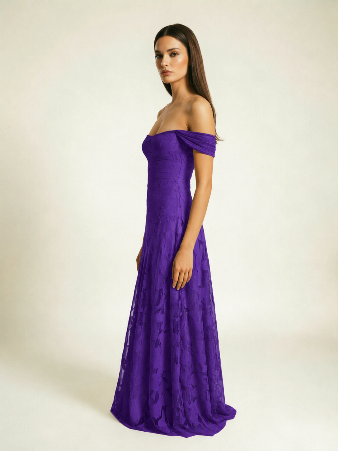 Off-the-Shoulder Floral Lace A-Line