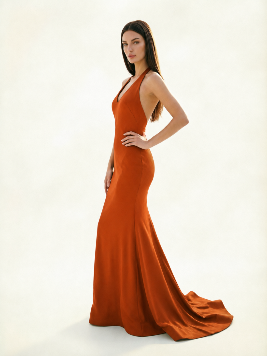 Halter Backless Mermaid Evening Gown