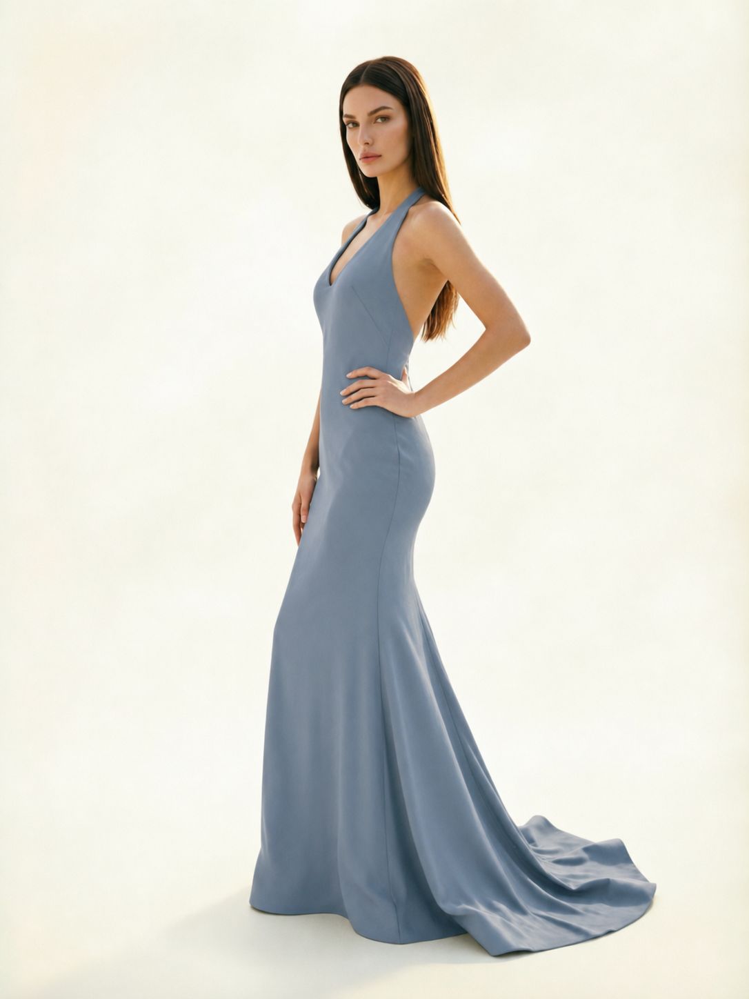 Halter Backless Mermaid Evening Gown