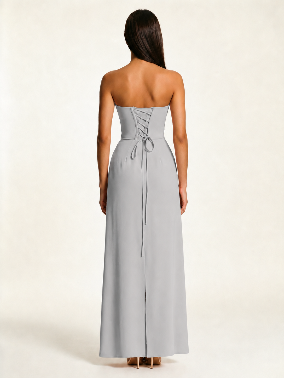 Strapless Lace-Up Back Floor-Length Formal Dress