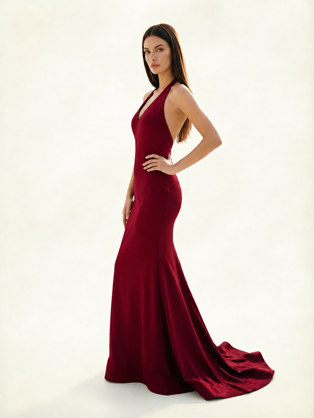 Halter Backless Mermaid Evening Gown