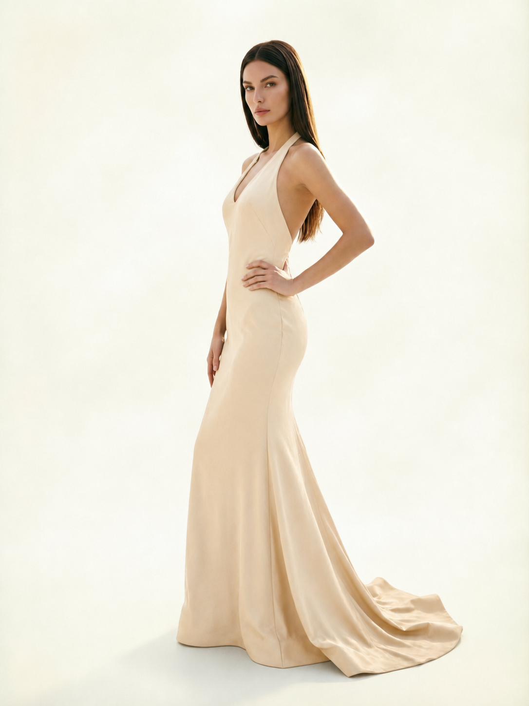 Halter Backless Mermaid Evening Gown