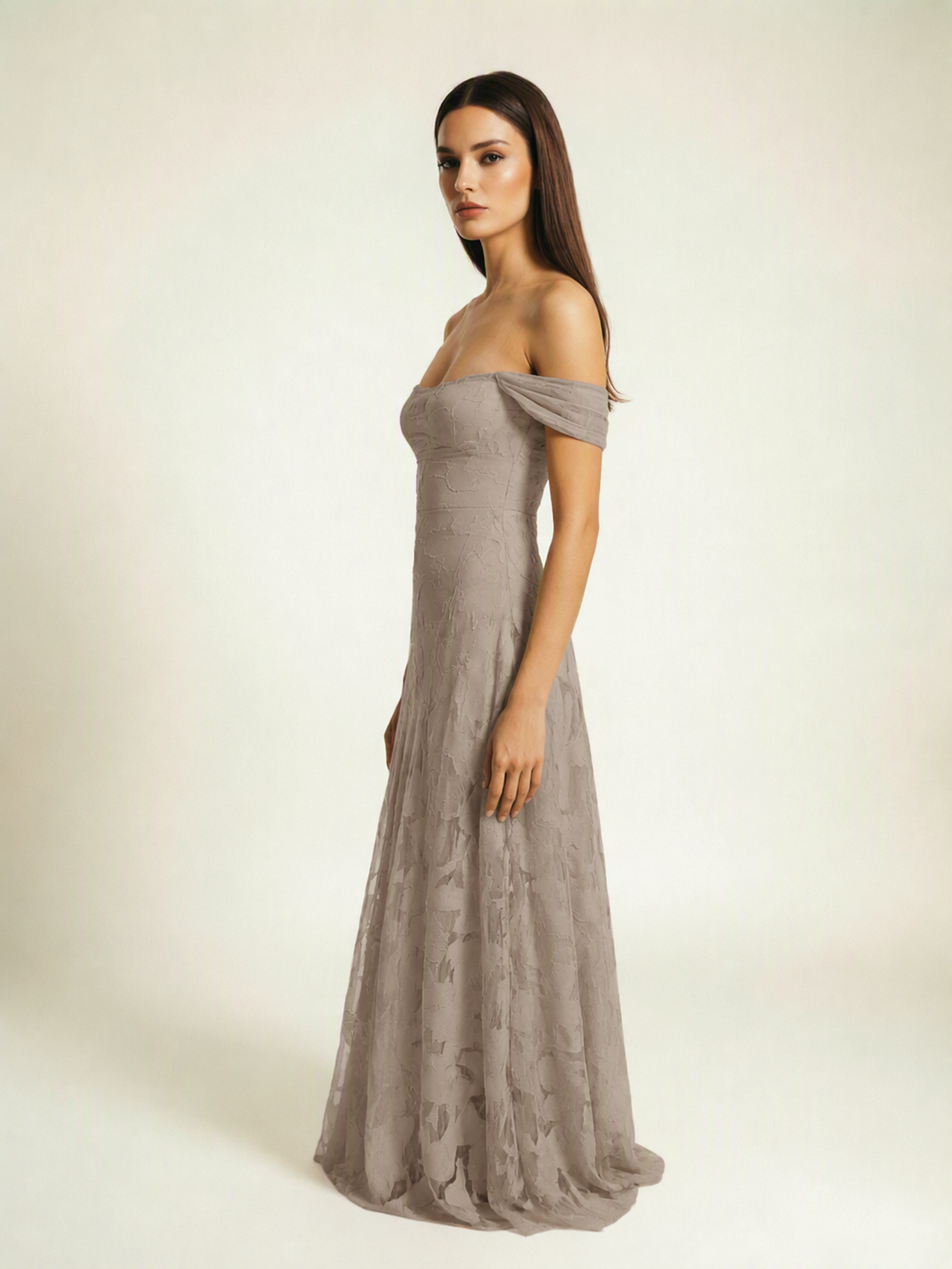 Off-the-Shoulder Floral Lace A-Line