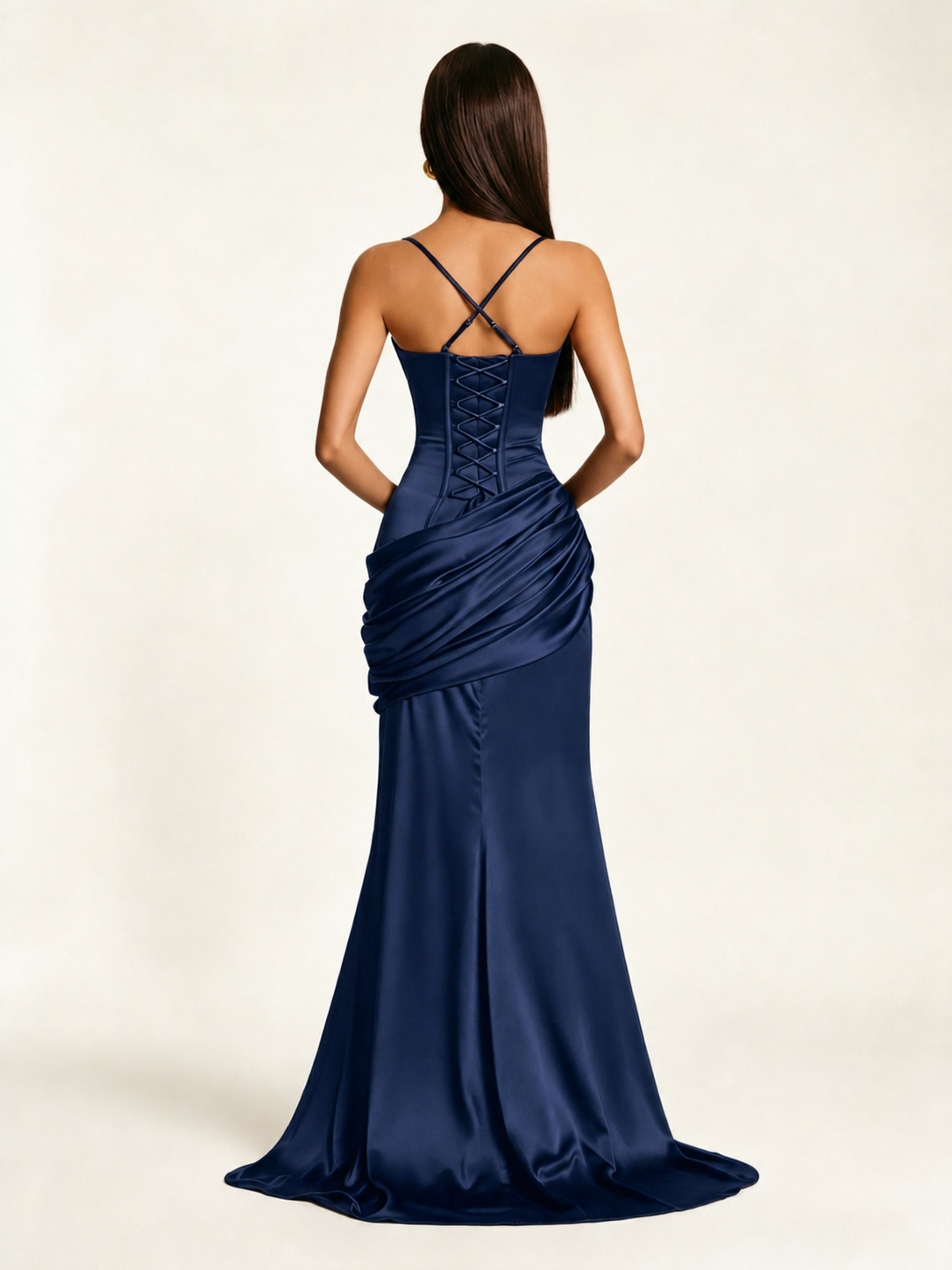 Corset Lace-up Back Draped Mermaid Formal Dress