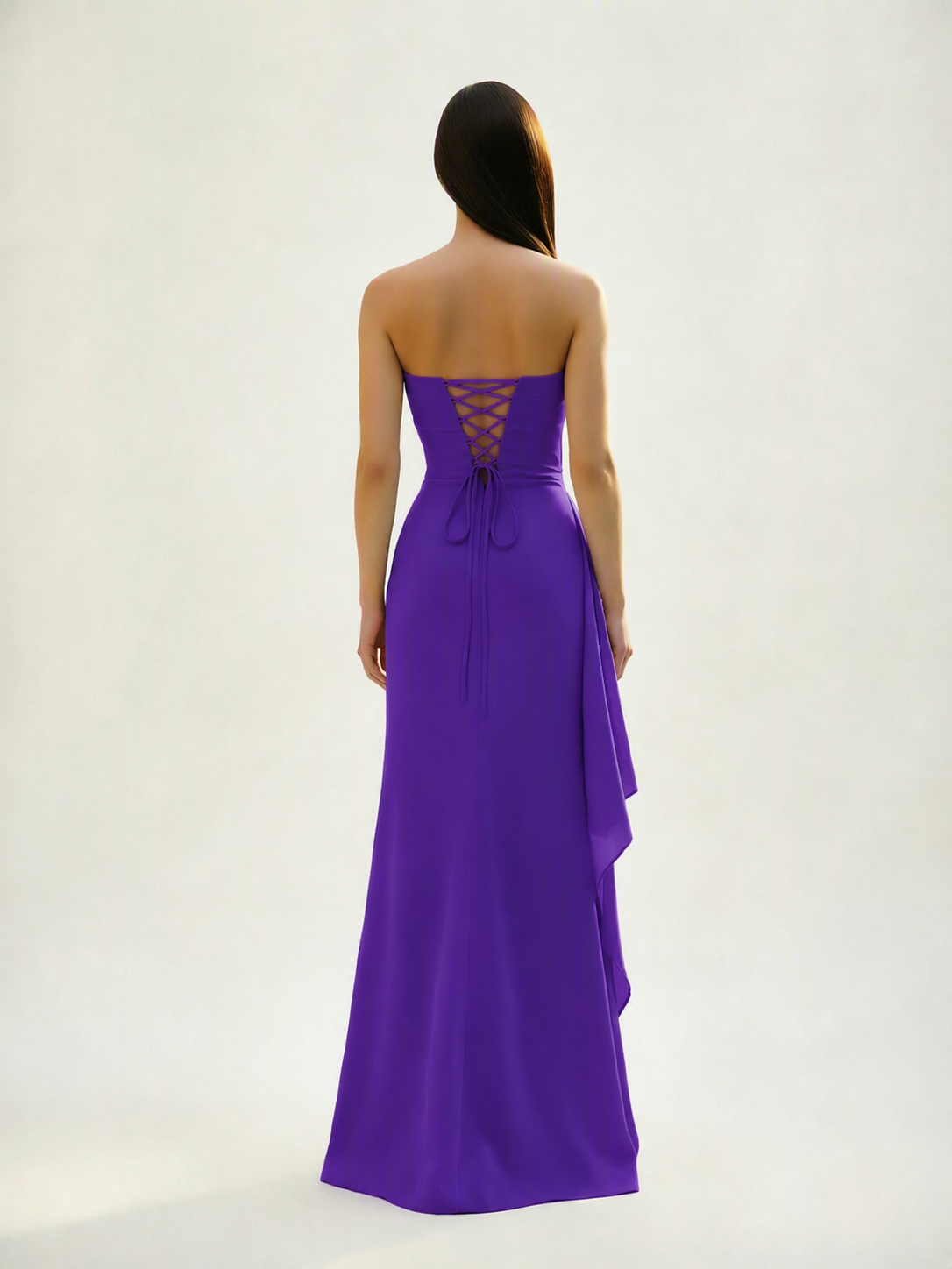 Strapless Mermaid Formal Gown with Side Slit & Draped Detail