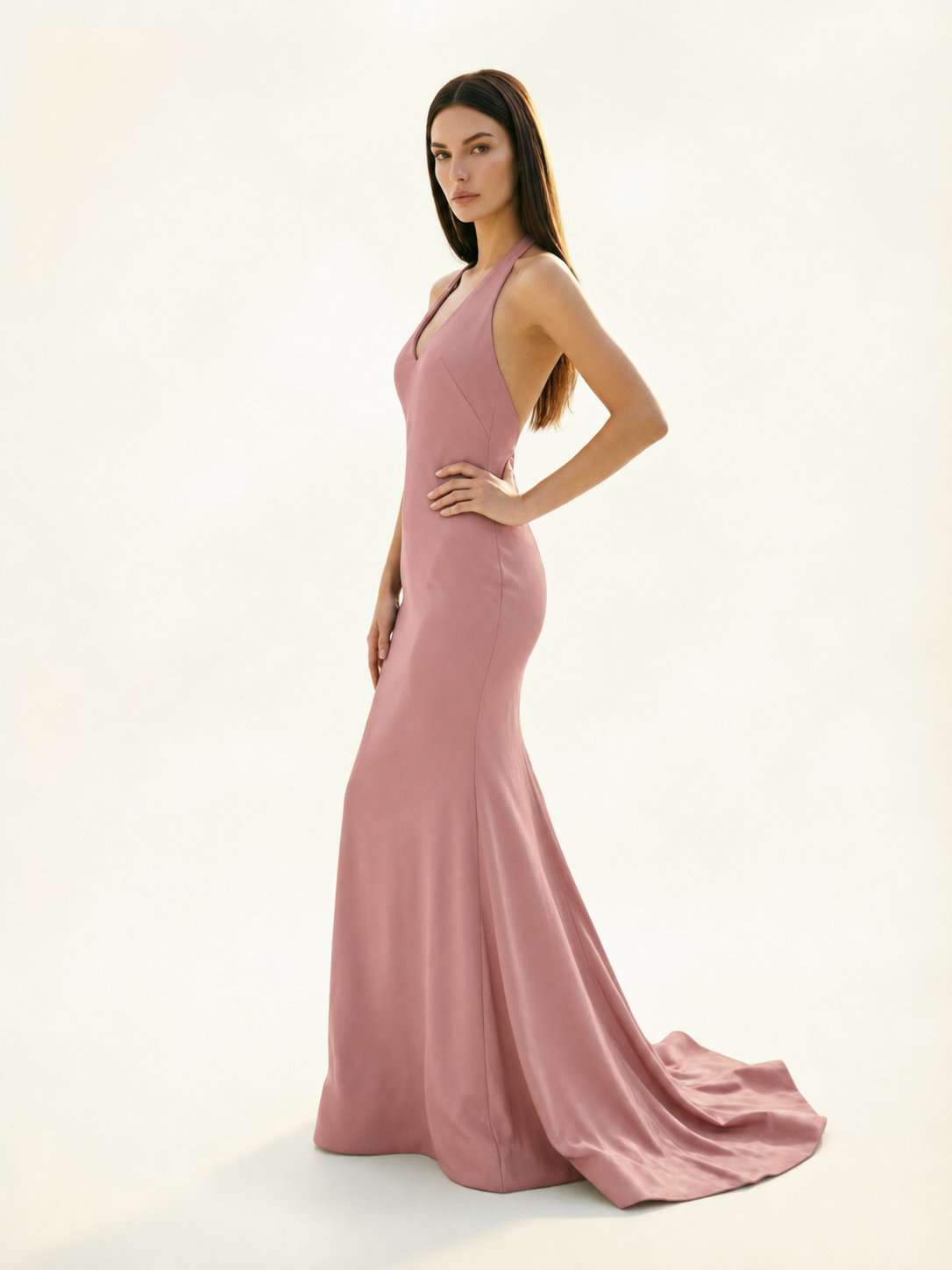 Halter Backless Mermaid Evening Gown