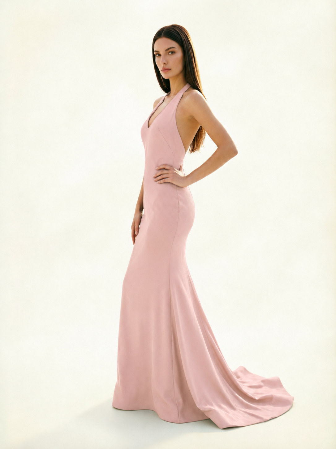 Halter Backless Mermaid Evening Gown