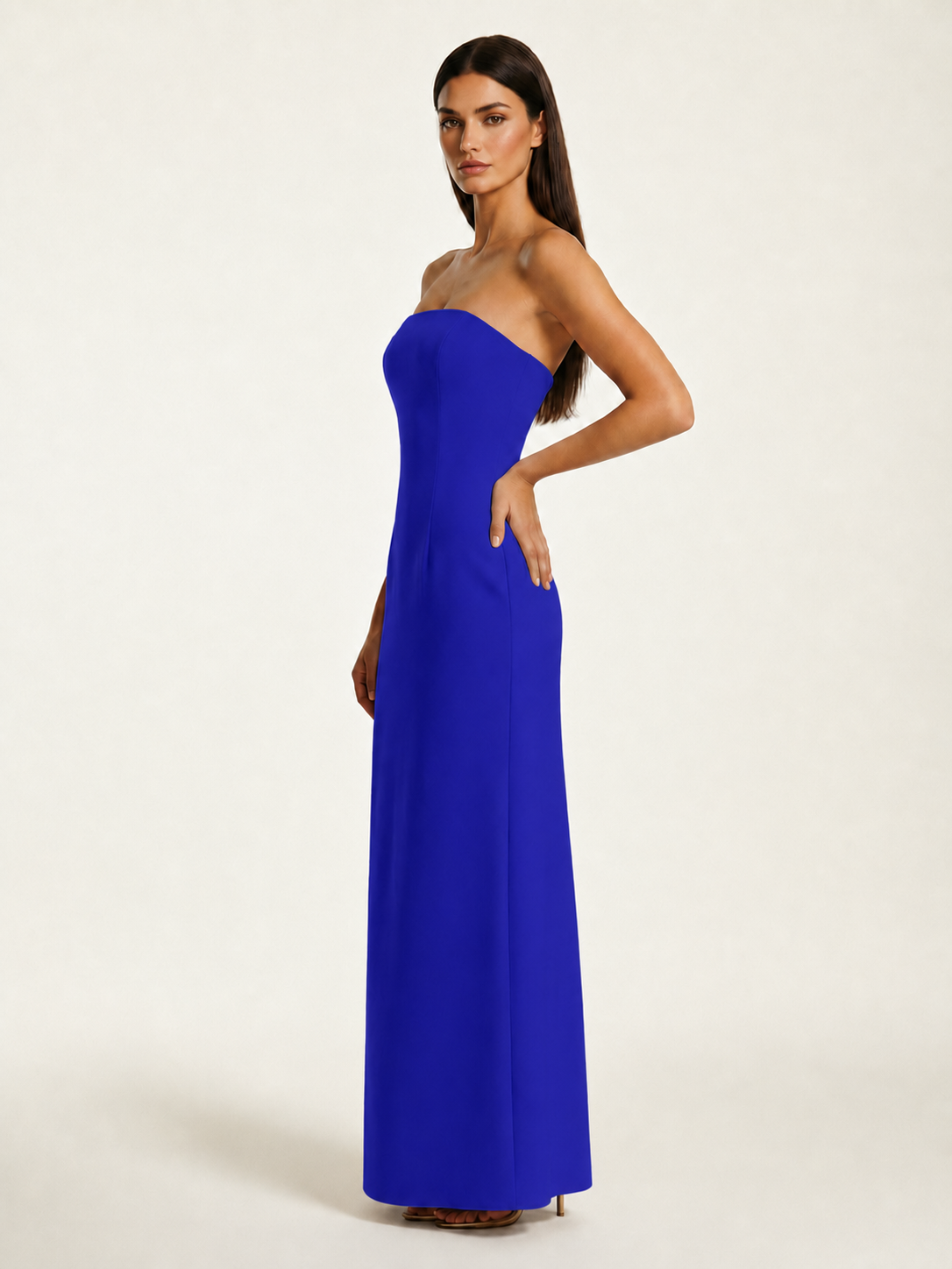 Strapless Lace-Up Back Floor-Length Formal Dress