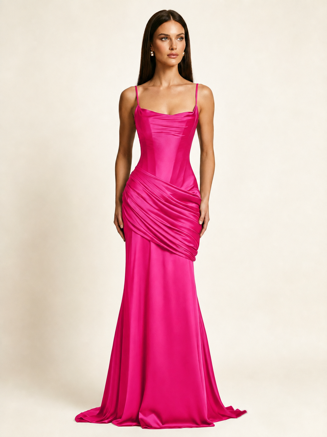 Corset Lace-up Back Draped Mermaid Formal Dress